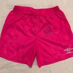 NEW Umbro Soccer Athletic Gym Shorts Pink Check